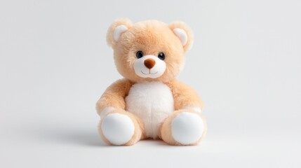 Teddy bear soft toy isolated on white background. Generative AI