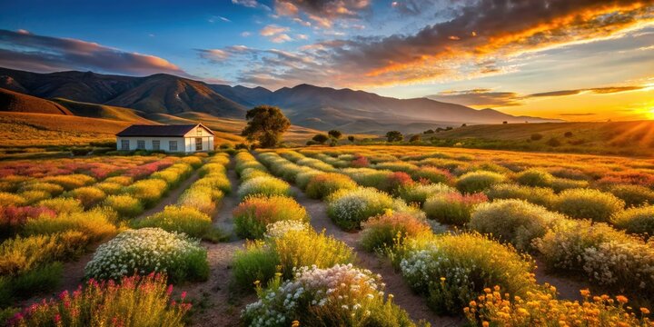 Clanwilliam's rooibos fields bloom, a vibrant architectural tapestry of wildflowers captured in stunning detail.