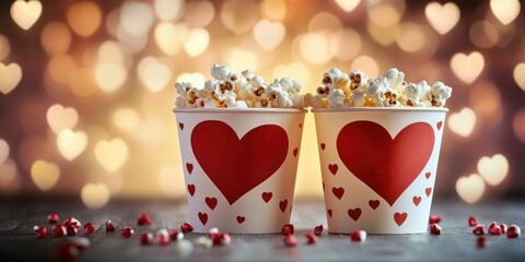 Valentine's Day Popcorn Cups with Heart Shape Lids