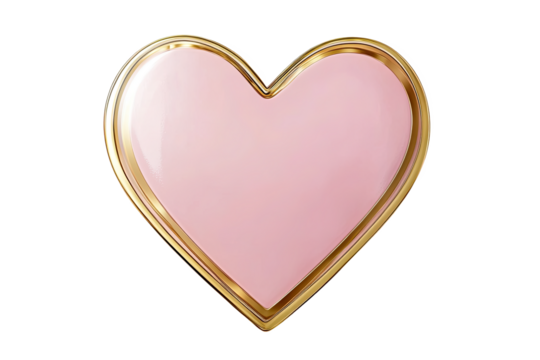 Stylish pink heart icon with a gold outline, perfect for romantic and decorative themes.,valentine day,love,cut out