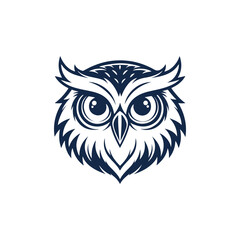 Owl silhouette vector line art logo