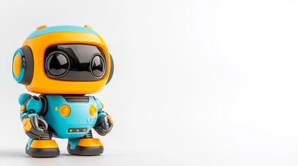 Naklejka premium Cute Toy Robot with Colorful Design on White Background. Generative AI