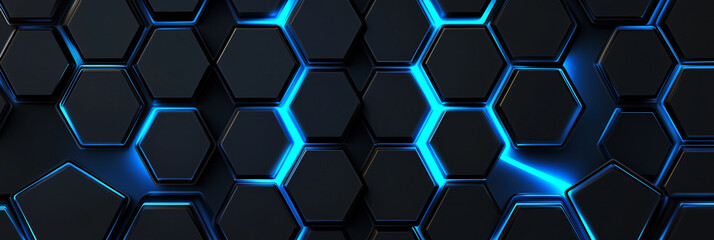 Abstract background with hexagons and connections on a dark blue background,