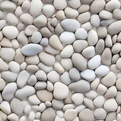 Fototapeta premium Smooth white pebbles arranged naturally in a decorative pattern for landscaping or design purposes
