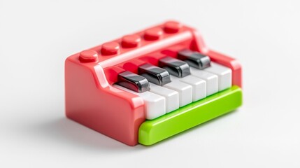 Toy piano isolated on a white background perfect for musical play enthusiasts. Generative AI