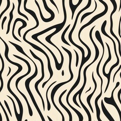 Obraz premium Abstract black and beige wave pattern with flowing lines creating a dynamic design