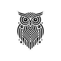 Owl silhouette vector line art logo