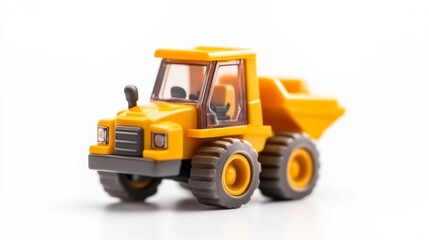 Fototapeta premium Toy Construction Vehicle Isolated on White Background. Generative AI