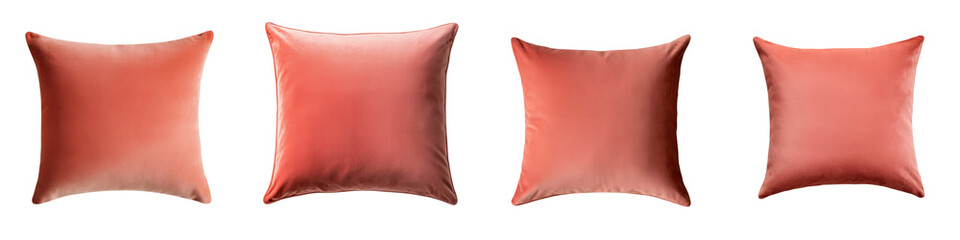 Vibrant red and orange throw pillows arranged on a cozy sofa in a modern minimalist living room interior  The colorful cushions add a touch of luxury and style to the contemporary home decor