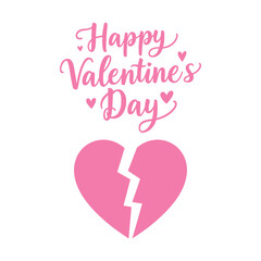 broken pink heart icon for love and heartbreak themes