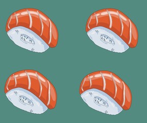 illustration of sushi snack with salmon topping
