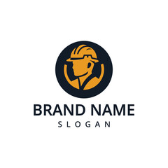Construction worker logo design. Real estate construction and engineering project vector design