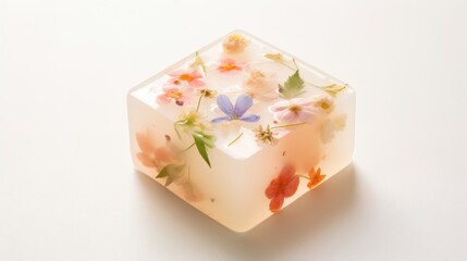 Unique floral soap bar displayed on a clean surface capturing the essence of nature and craftsmanship