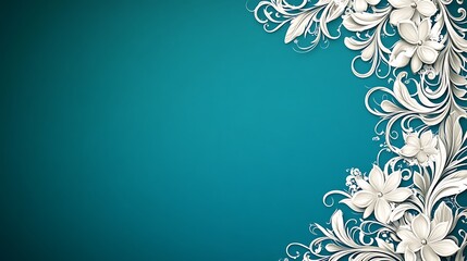 Naklejka premium White Floral Design on Teal Background