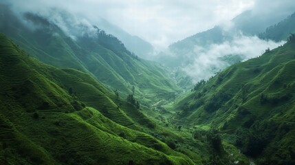 Naklejka premium green, valleys, nature, landscape