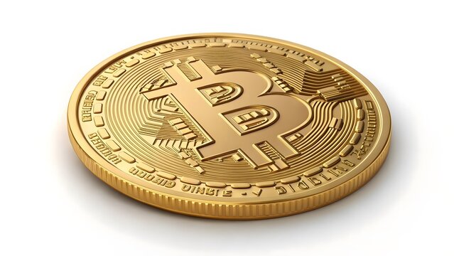 Bitcoin coin the physical bit Digital currency cryptocurrency A gold coin with a gorgeous golden bitcoin symbol. Fit your valuable work.