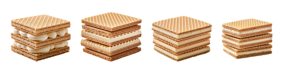 Delicious stacked wafers with creamy filling, perfect for snacking or dessert recipes.