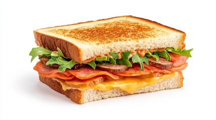 Classic Club Sandwich with Bacon and Cheese. Generative AI