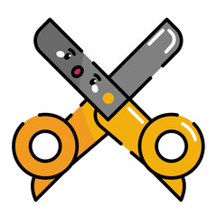 Scissors Icon. Office Icon in lineal color. Kawaii style