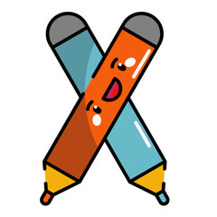 Crayon Icon. Office Icon in lineal color. Kawaii style