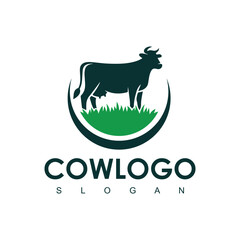 Cow Logo. Cow farm product logo design vector. Vintage Cattle Angus Beef logo