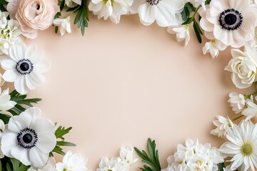 Delicate floral arrangement with white and soft pink blooms fram