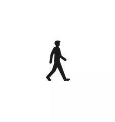 Walking man icon, simple flat style illustration with black color and white background, vector, SVG. Minimalistic design, simple shapes, rounded outline