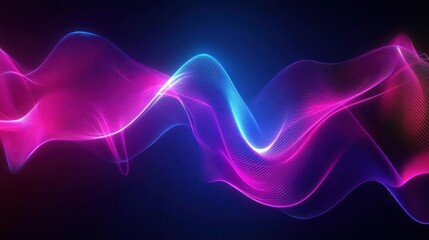 Obraz premium Abstract Neon Wave: Pink and Blue Digital Art