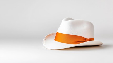 White fedora hat mockup isolated on white background. Generative AI