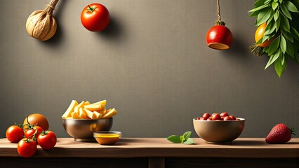 Still Life with Fresh Produce and Rustic Elements
