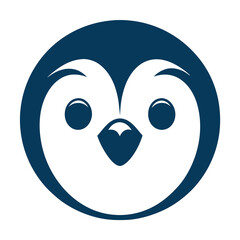 Minimalist Cute Penguin Face Vector Logo.