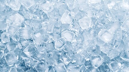 Close-up of clear ice cubes in a cool arrangement