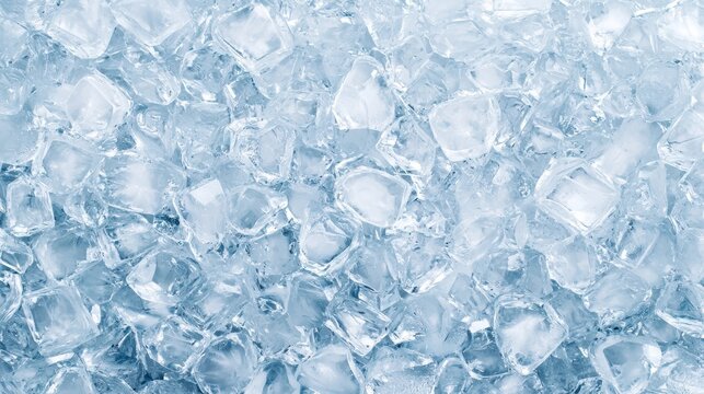 Close-up of clear ice cubes in a cool arrangement