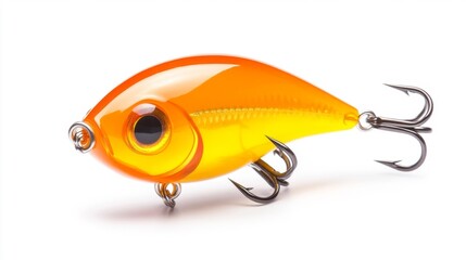 Fishing lure with treble hooks on white background. Generative AI