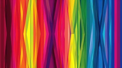 A vibrant, abstract design featuring colorful, diagonal stripes.