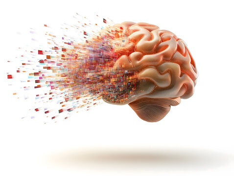 information explosion in the brain on a white background 
