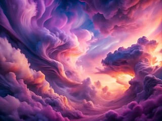 Abstract Purple and Pink Clouds Background. A Journey Through Celestial Clouds
