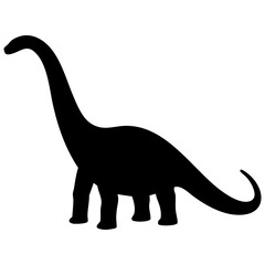 Brontosaurus silhouette illustration art style black on clean transparent background