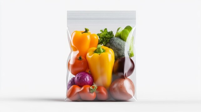 Fresh and vibrant frozen vegetables in a packaging mockup. Generative AI