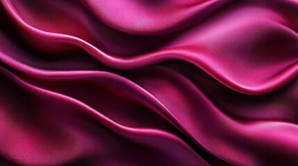 Obraz premium Deep pink satin drapes, flowing waves, studio backdrop, textile design