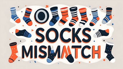 Colorful Socks Mismatch Fun Design Illustration