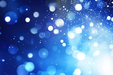 abstract blue background with bokeh lights and network connection lines