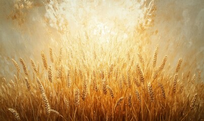 Fototapeta premium Forced perspective of golden wheat pouring in sunlight