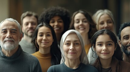 Fototapeta premium Diverse group of individuals smiling together, showcasing unity