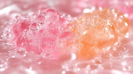 Fototapeta premium Pink and Orange Liquid with Air Bubbles