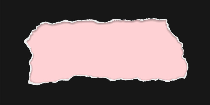 Black hole composition in paper with torn edges and soft shadow is on pink background.