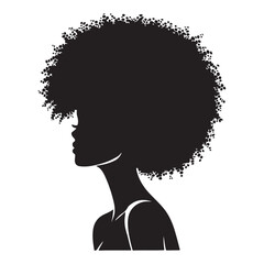 Side Profile Silhouette of a Woman with an Afro