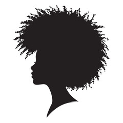 Afro Hair Silhouette of a Woman Profile