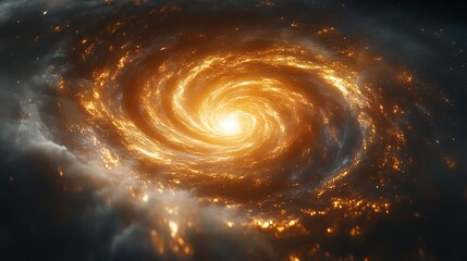 Fiery spiral galaxy core.