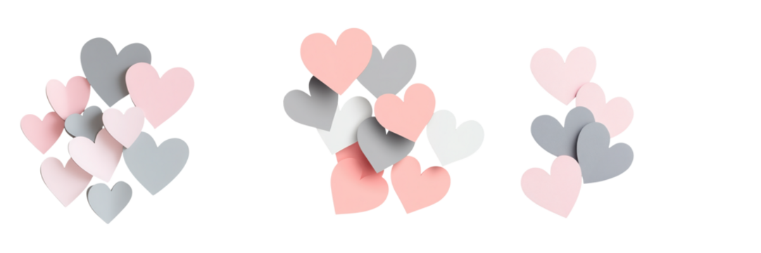 A collection of colorful hearts in various shades, showcasing love and affection in a playful arrangement.